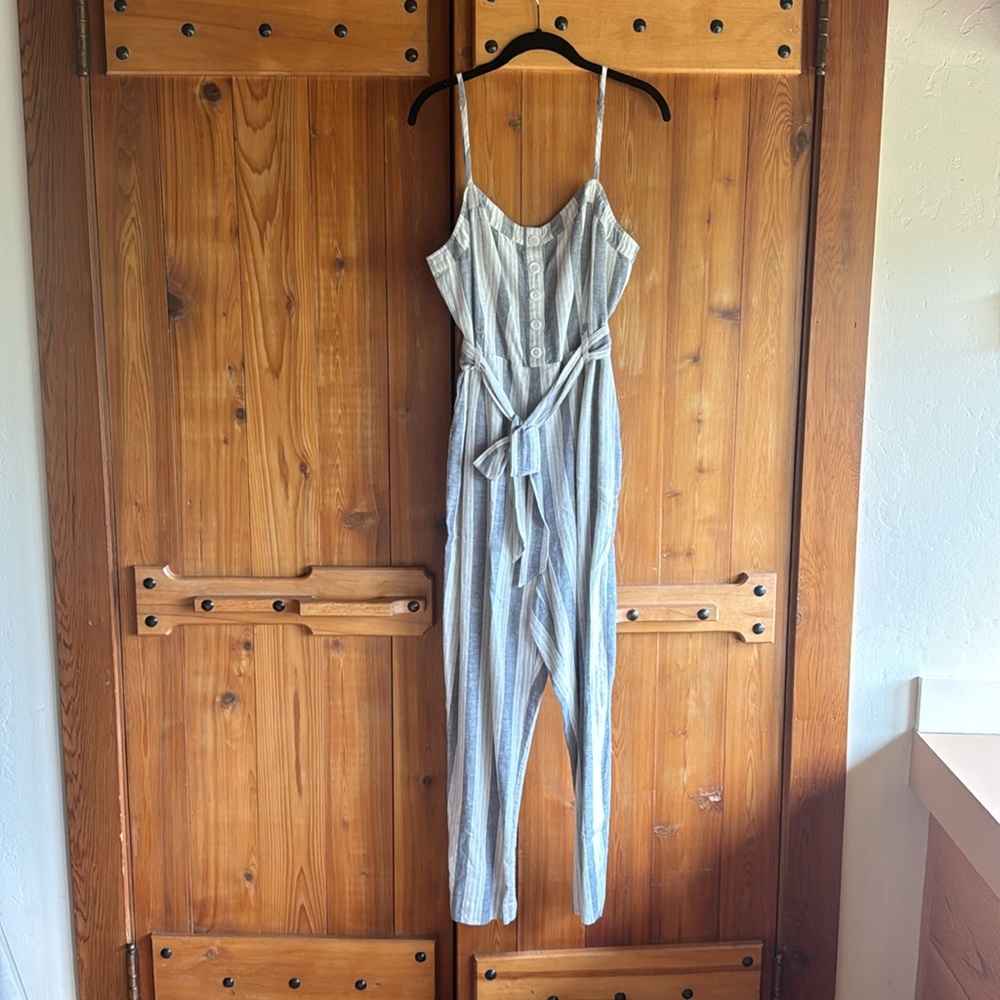 Rails Jumpsuit Womens Large Kyra Grey Striped Pantsuit Size L - Picture 5 of 9